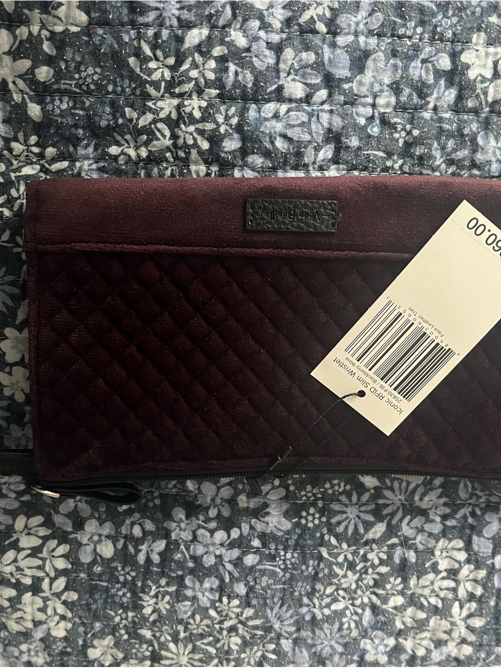Vera Bradley Iconic RFID Slim Quilted Wristlet Wallet - BlackBerry Wine Velvet